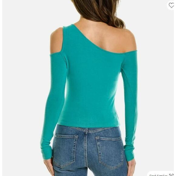 New WeWoreWhat Cold Shoulder Top Long Sleeve Knit Rayon Teal Green Size XL NWT - Picture 3 of 3